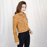 ADJKT043 Genuine Vintage leather Women shirt jacket dress