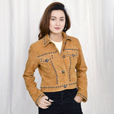 ADJKT043 Genuine Vintage leather Women shirt jacket dress