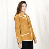 ADBZ053 Genuine Vintage leather Women shirt Blazer jacket