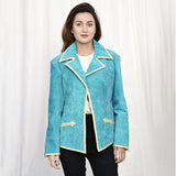 ADBZ054 Genuine Vintage leather Women shirt Blazer jacket