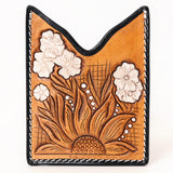 ADCCF109 Card-Holder Floral Hand Carved Genuine Leather Men & Women