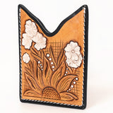 ADCCF109 Card-Holder Floral Hand Carved Genuine Leather Men & Women