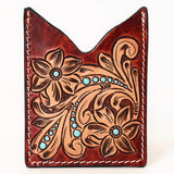 ADCCF114 Card-Holder Floral Hand Carved Genuine Leather Men & Women