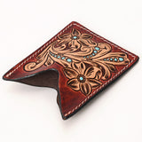 ADCCF114 Card-Holder Floral Hand Carved Genuine Leather Men & Women