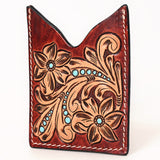 ADCCF114 Card-Holder Floral Hand Carved Genuine Leather Men & Women