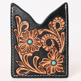 ADCCF115 Card-Holder Floral Hand Carved Genuine Leather Men & Women