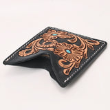 ADCCF115 Card-Holder Floral Hand Carved Genuine Leather Men & Women