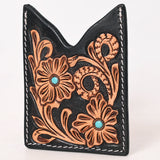 ADCCF115 Card-Holder Floral Hand Carved Genuine Leather Men & Women