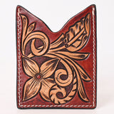 ADCCF117 Card-Holder Floral Hand Carved Genuine Leather Men & Women