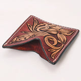 ADCCF117 Card-Holder Floral Hand Carved Genuine Leather Men & Women