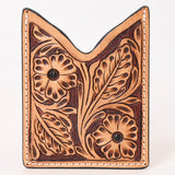 ADCCF118 Card-Holder Floral Hand Carved Genuine Leather Men & Women