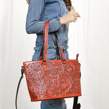 ADBG1141 Tote Hand Tooled Genuine Western Leather Women Bag