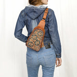 ADBG1481 Sling Hand Tooled Genuine Western Leather Women Bag