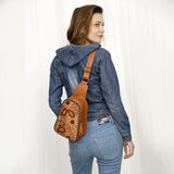 ADBG1481 Sling Hand Tooled Genuine Western Leather Women Bag