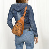 ADBG1481 Sling Hand Tooled Genuine Western Leather Women Bag