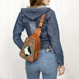 ADBG1481 Sling Hand Tooled Genuine Western Leather Women Bag