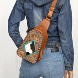 ADBG1481 Sling Hand Tooled Genuine Western Leather Women Bag