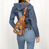 ADBG1481 Sling Hand Tooled Genuine Western Leather Women Bag