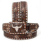 ADBLF264-S Beautifully Hand Tooled Genuine American Leather Belt Men and Women