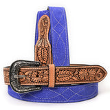 ADBLF329 Beautifully Hand Tooled Genuine American Suede Leather Belt Men and Women