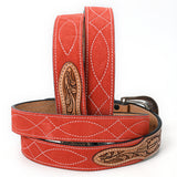 ADBLF330 Beautifully Hand Tooled Genuine American Suede Leather Belt Men and Women