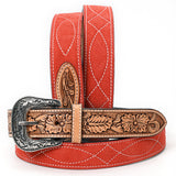 ADBLF330 Beautifully Hand Tooled Genuine American Suede Leather Belt Men and Women