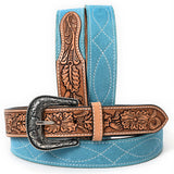 ADBLF331 Beautifully Hand Tooled Genuine American Suede Leather Belt Men and Women