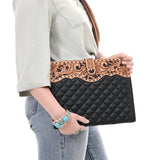 ADBG1676 Portfolio Hand Tooled Genuine Western Leather Women Bag