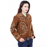 ADJKT063-XL Genuine Suede leather Women jacket dress ladies girl