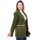 ADJKT069-S Genuine Suede leather Women jacket dress ladies girl